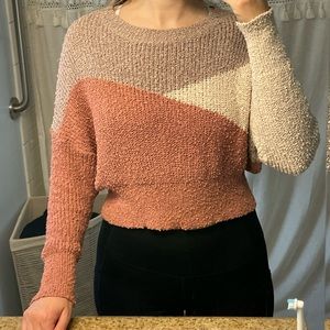 Geometric color block Crop sweater